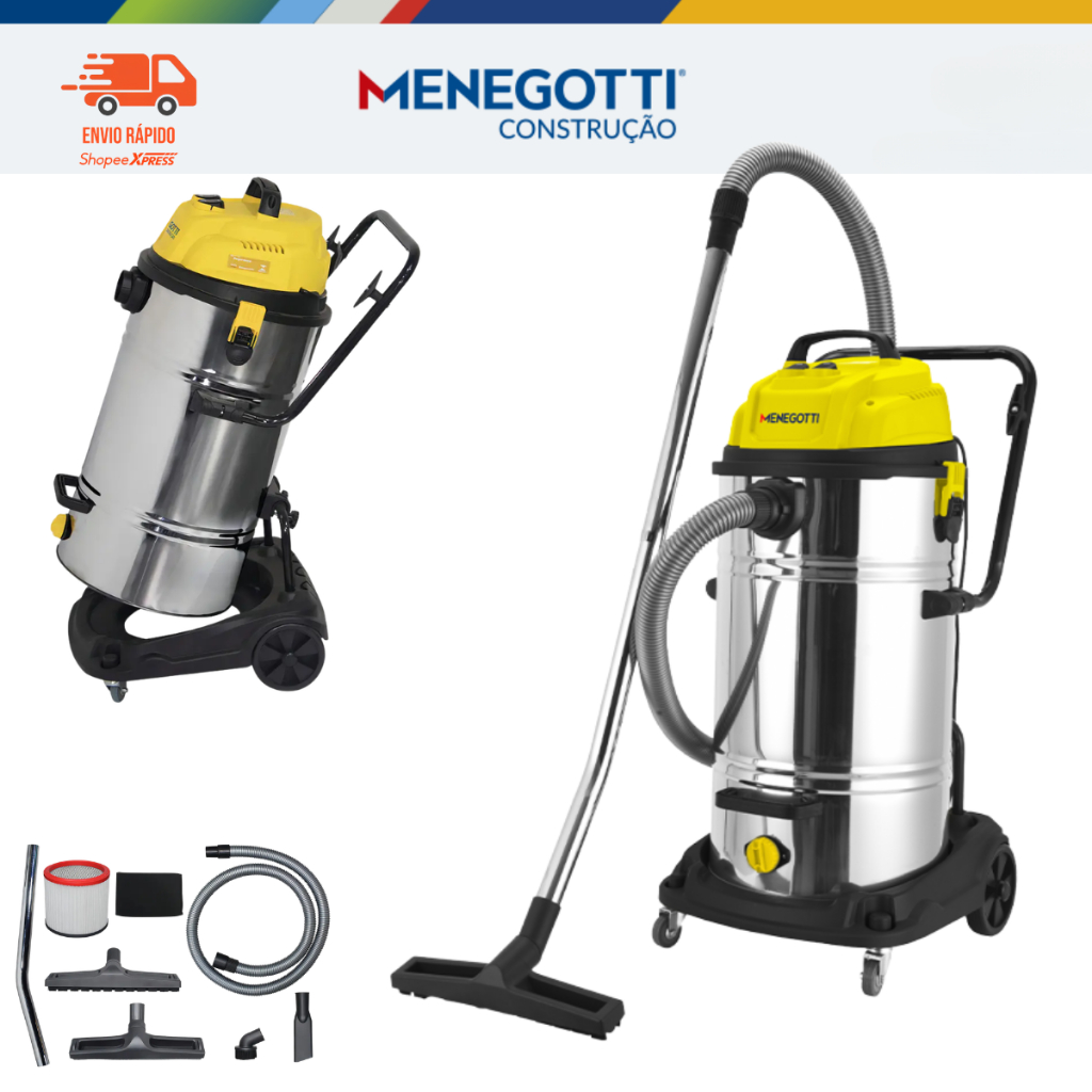 Aspirador Pó Água Industrial Profissional Inox 2400W 70 Litros MAP70 Menegotti
