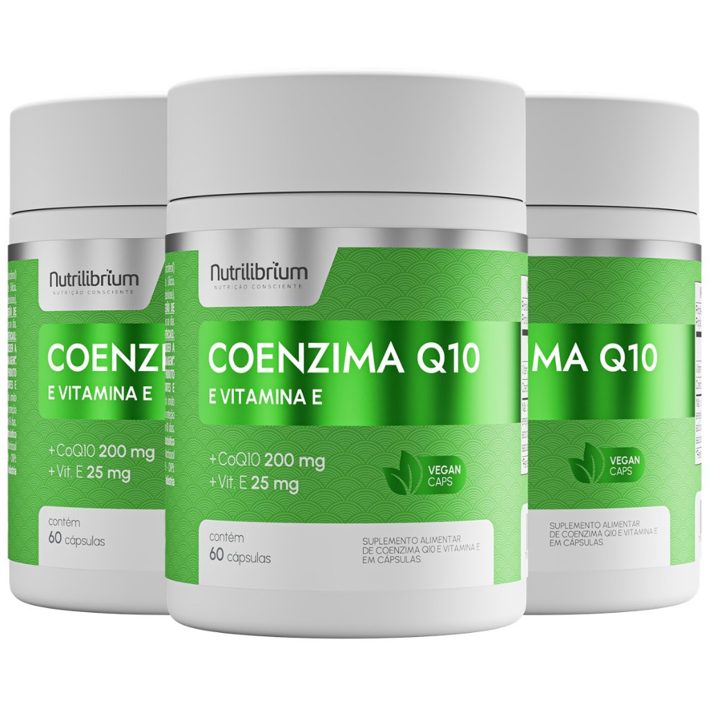 Kit 3x Coenzima Q10 Coq10 200mg Vitamina E 180 Caps 3 Meses Nutrilibrium