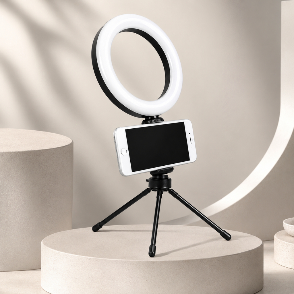 Ring Light LED portátil com suporte para celular | Perfeito para transmissões ao vivo, selfies e videochamadas