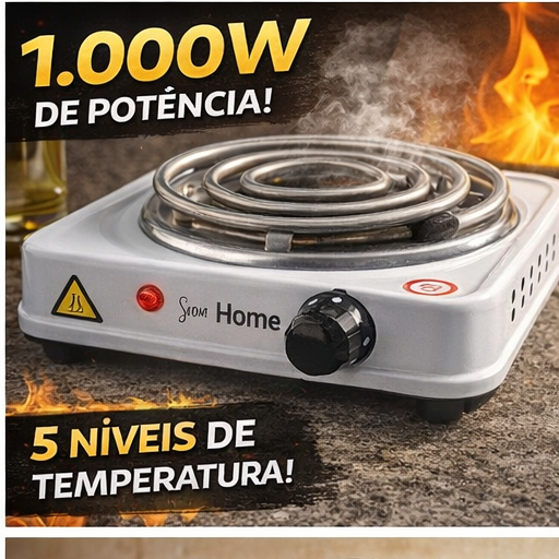FOGÃO ELÉTRICO, COOKTOP, FOGAREIRO, 1000W/2000W, 127V, PORTÁTIL, 1/2 BOCAS