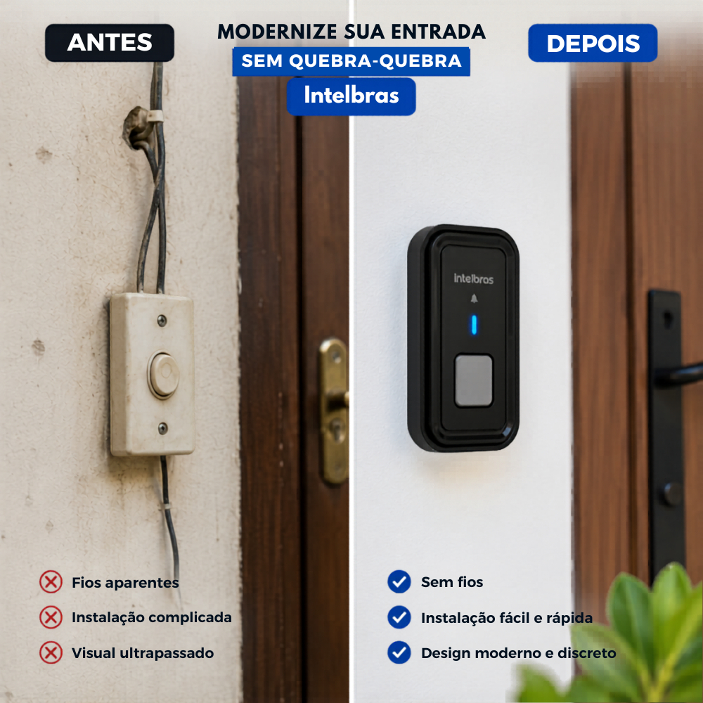 Campainha Eletrônica Sem Fio CIB 101 Intelbras Preta Bateria Alta Performance Bivolt Moderna · foto 2