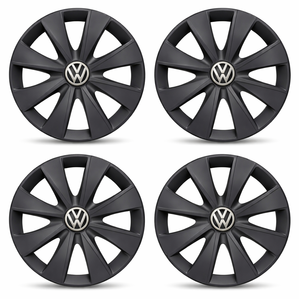 Jogo Calota Prime VW Preto Fosco Spacefox Santana Saveiro Spacecross Golf Polo Up Virtus