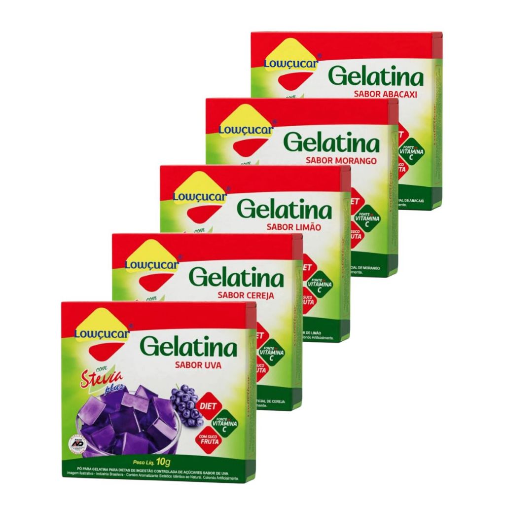 Gelatina Plus com Stevia Lowçucar Sabores