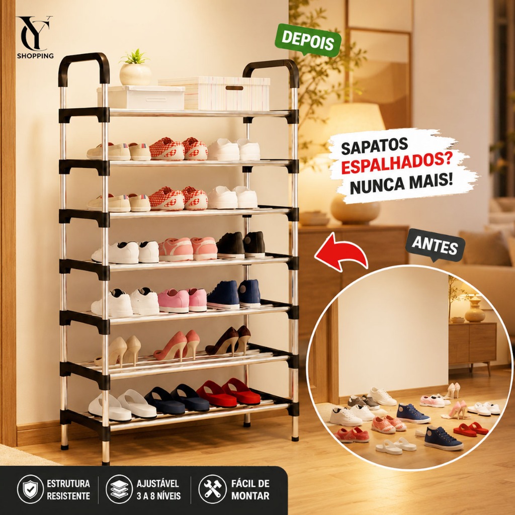 Sapateira Multiuso Para Calçados 8 Andares Organizador Desmontável organizador de sapatos tênis