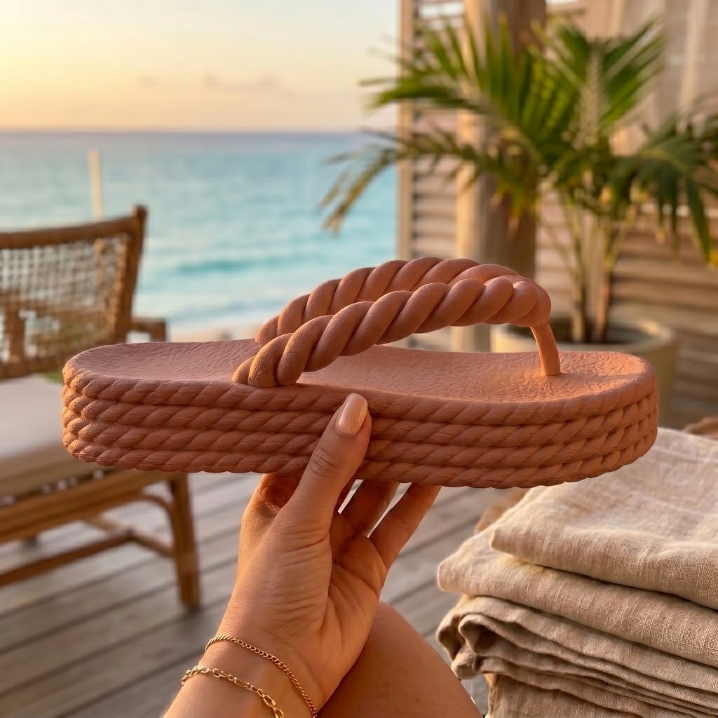 Sandália Chinelo Plataforma Feminina Estilo Corda Naval Boho Casual Confortável