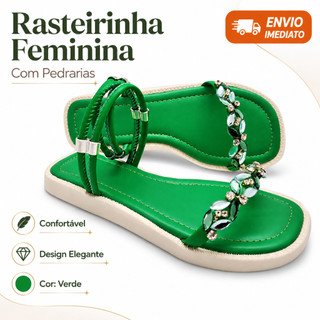 Rasteirinha Rasteira Sandália Papete Cores Verão Pedrarias 2 em 1 Disponíveis 34 ao 40
