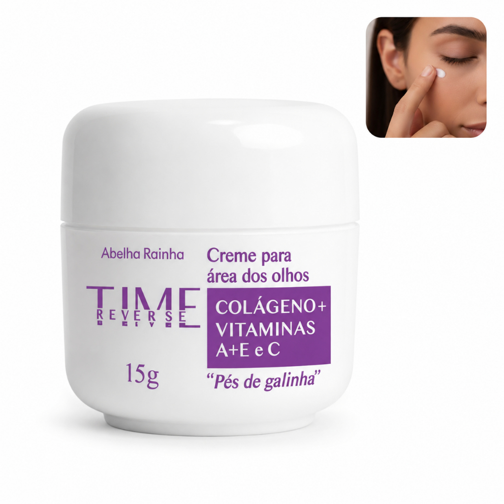 Kit Creme Para Olhos Pés de Galinha Time Reverse Abelha Rainha 15g Rugas Linhas de Expressão