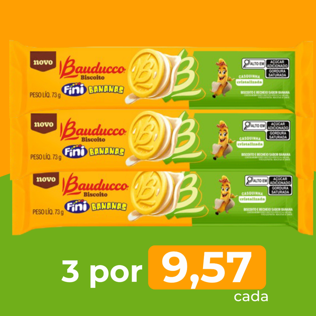 Biscoito recheado Bauducco Fini Banana de 73 g