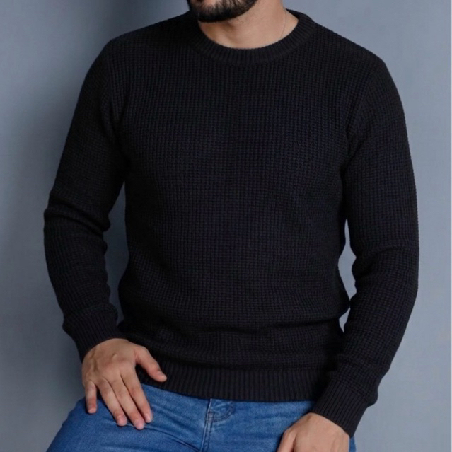 Sueter Liso Básico Masculino Malha Blusa Tricot Gola Redonda