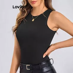 Regata Canelada Lovito Feminina Casual Confortável TKB13BR036