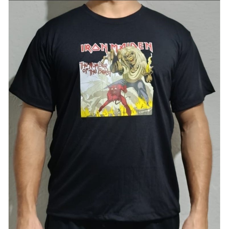 Camiseta Iron Maiden The Number Of The Beast Rock Metal Camisa Malha PV Fria Não Amassa Masculina Feminina Casual