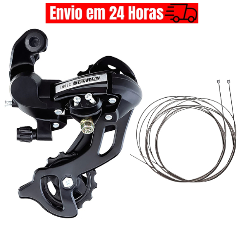 Câmbio Traseiro SunRun Bike 8v Index Cage Médio Sem Gancheira Mtb 24v Passador Macaquinho Bicicleta Cabos de Marcha