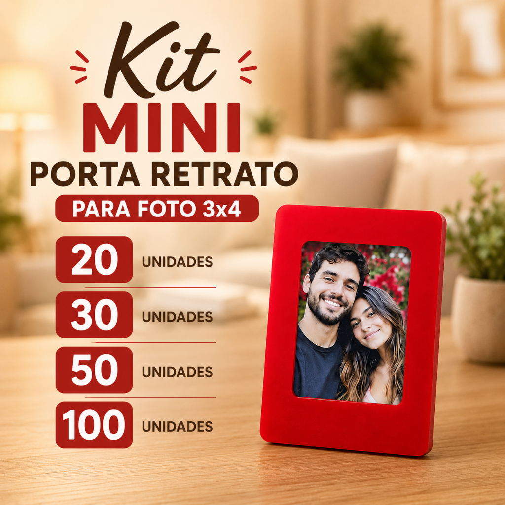 KIT 10/20/30 - Suporte de Foto 3x4 Mini Porta Retrato para foto 3x4 Lembrancinha Casamento  Aniversário Chá de Bebê