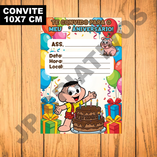 CONVITES PARA FESTAS E ANIVERSÁRIO CASCÃO (TURMA DA MÔNICA)