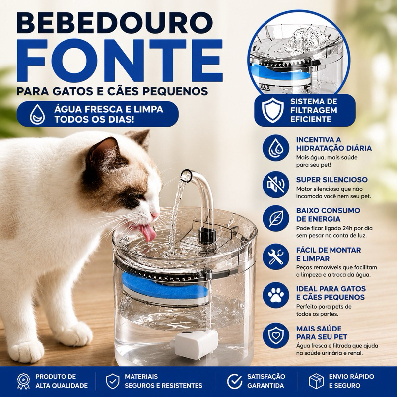 Bebedouro Gato Cachorro Animal Domestico Bomba de água silenciosa ajustável de volume de água filtrada PRONTA ENTREGA