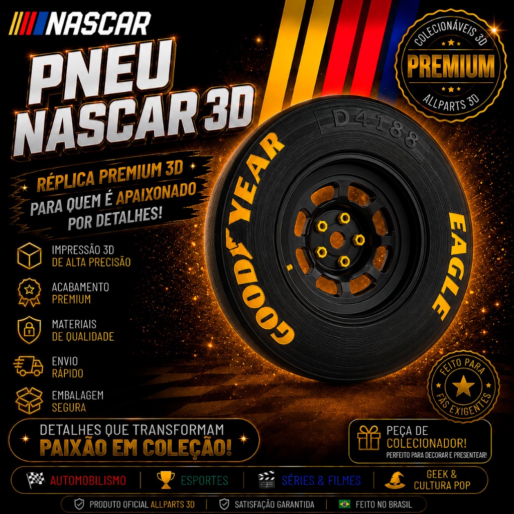 🏁 Miniatura Pneu NASCAR Goodyear Eagle D4188 15cm Colecionável Premium
