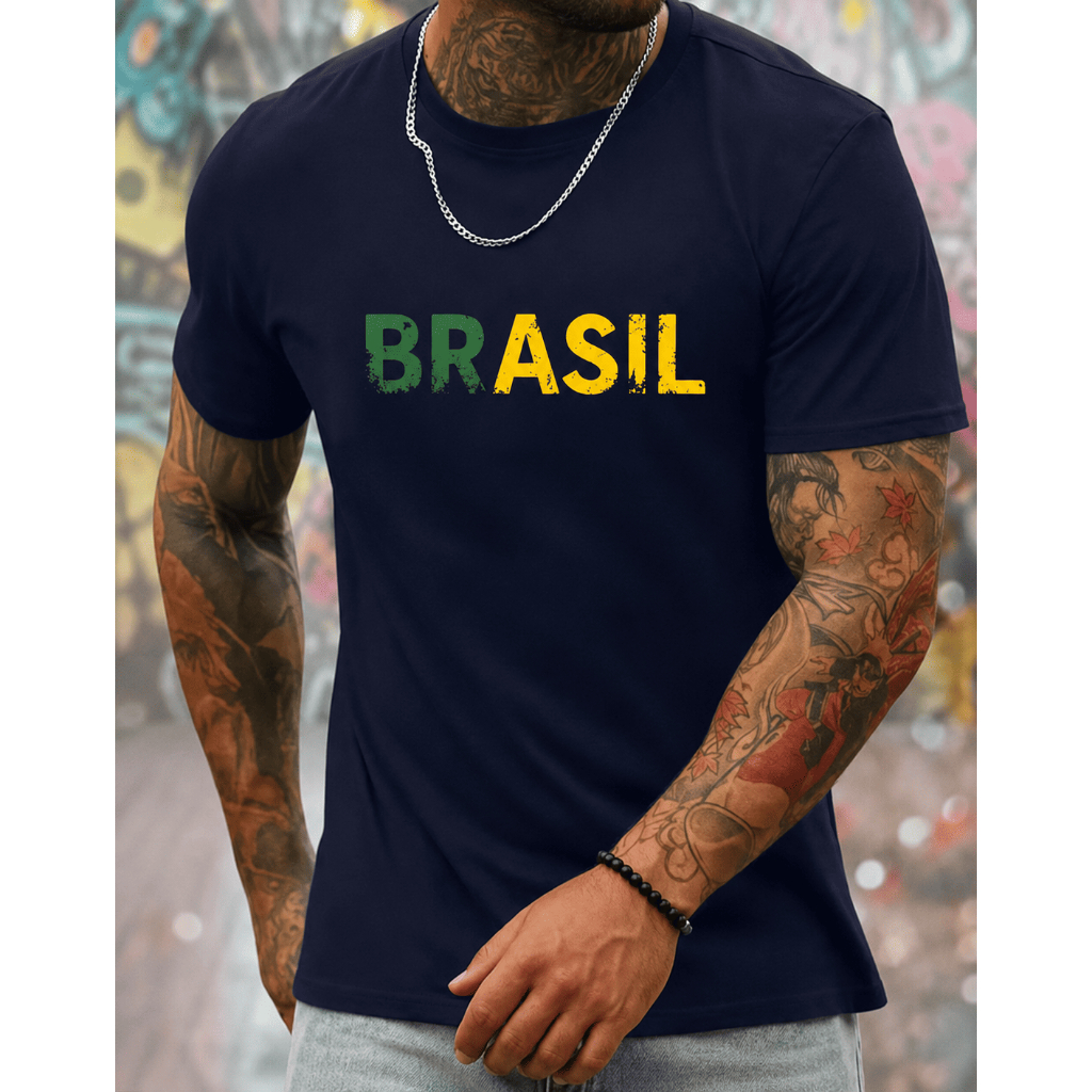 Camiseta do Brasil Unissex Nome Verde e Amarelo  Algodão Premium P ao GG Envio Rápido Frete Grátis