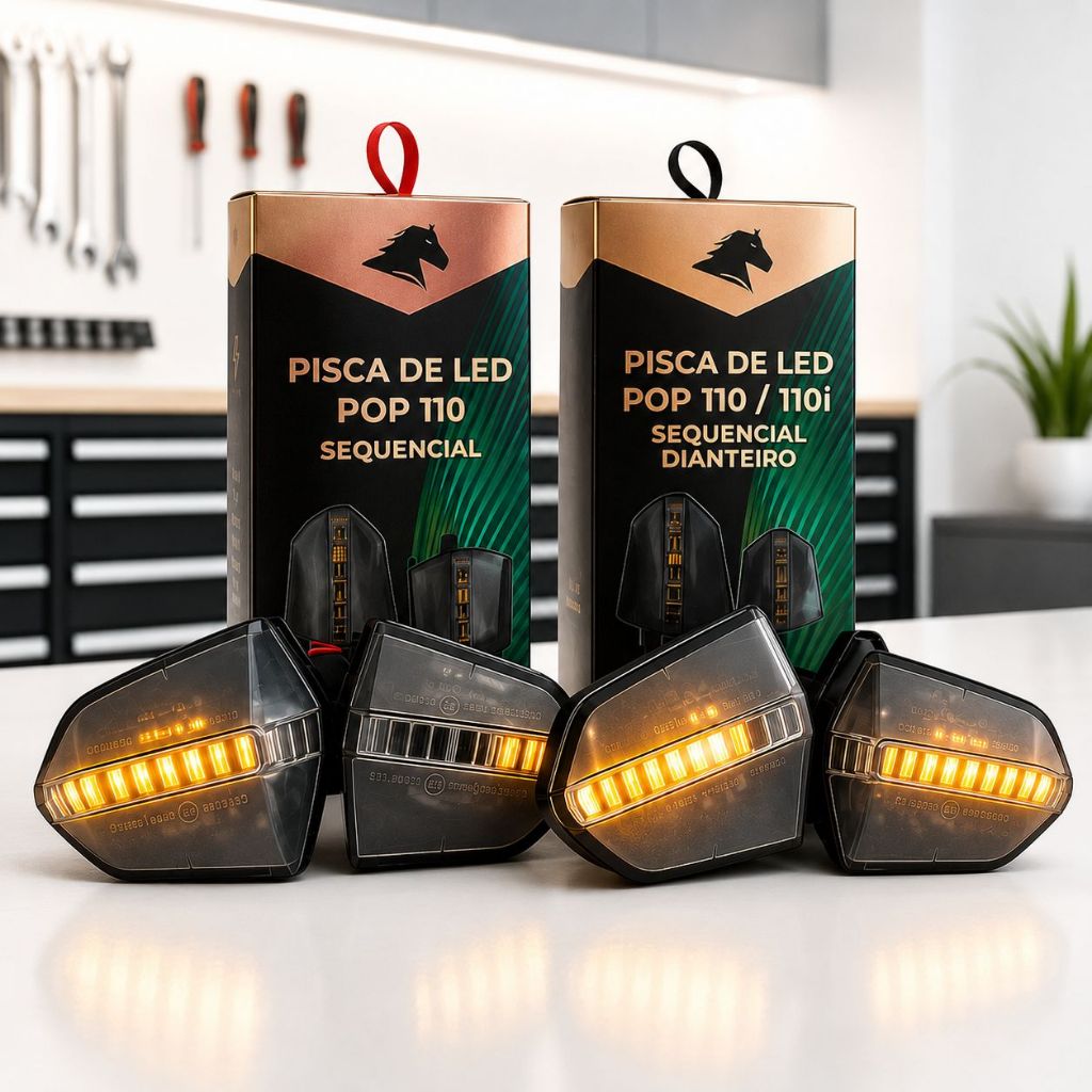 Kit 4 Piscas LED Sequencial Pop 110 2016-2026 Stallion Alta Qualidade