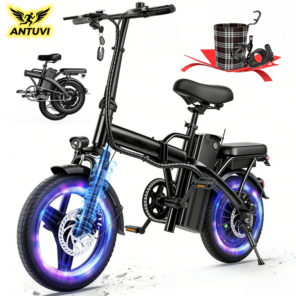 14-Inch Folding Electric Bike ,2 Modelos (S6/A9), Bateria 48V Removível, Freios a Disco Duplos