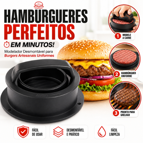 Forma Para Hambúrguer Artesanal Modelador Hamburguer Prensa Burger Caseiro Desmontável Molde Antiaderente Profissional