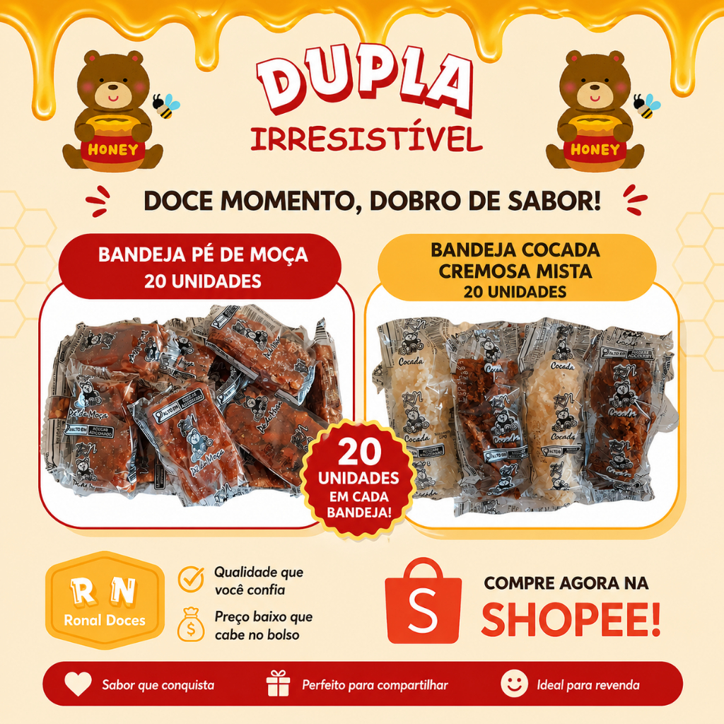 Doce Kit 2 Potes Paçoca Amendoim Abobora Amendoim Doce Cocada Moleque Moça Quebra Queixo
