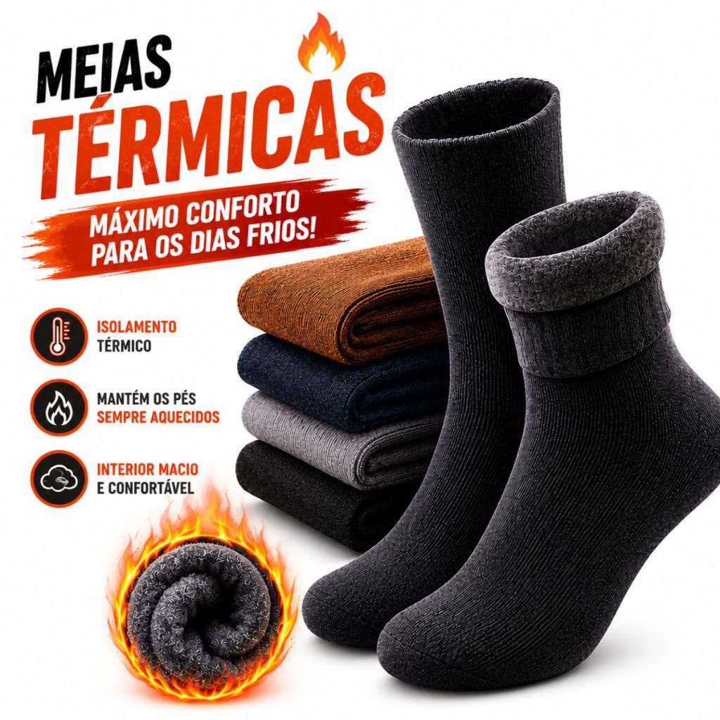 Kit 1/2/4/6 Meias Inverno Forrada Peluciada Masculina Feminina Quentinha