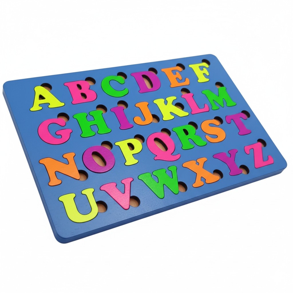 Tabuleiro Educativo Alfabeto Letras Brinquedo Pedagógico Madeira Didático Aprendizado Estimulo