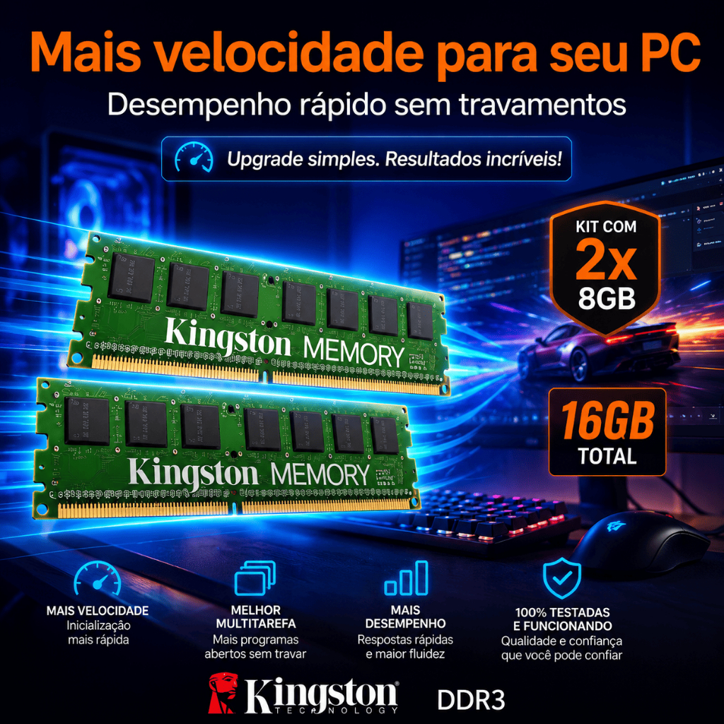 KIT 2 MEMORIA DDR3 8GB 1600 DUAL RANK 16GB