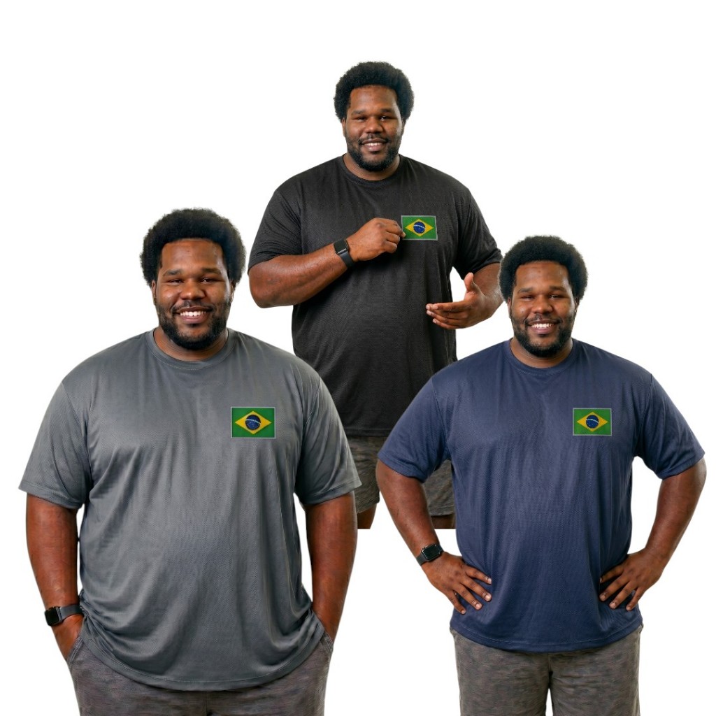 Kit 3 Camisetas Do Brasil Plus Size Dry Fit Do G1 Ao G4