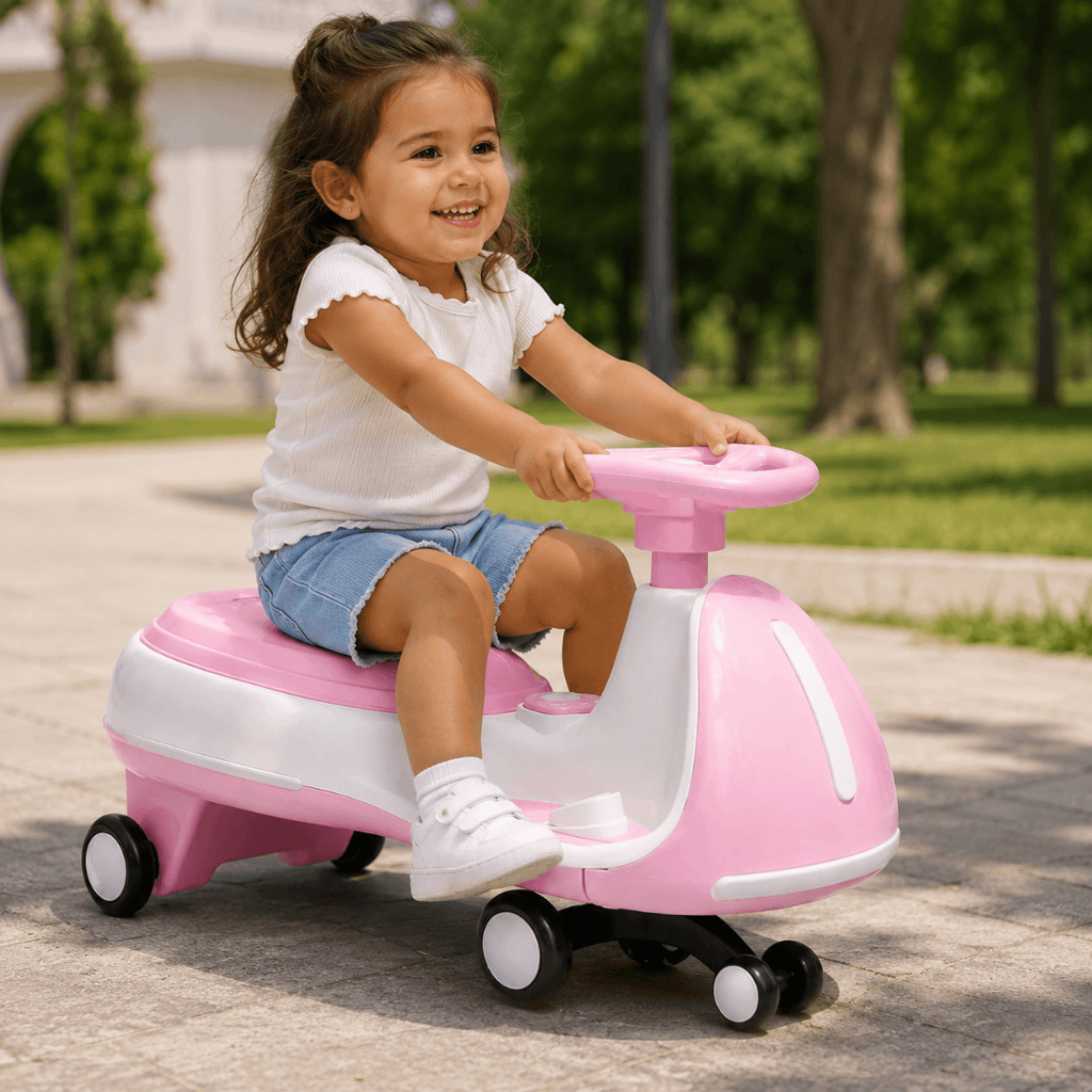 Carrinho Eletrico de Rolimã Bang Toys Swing Car Flow Rosa 12V