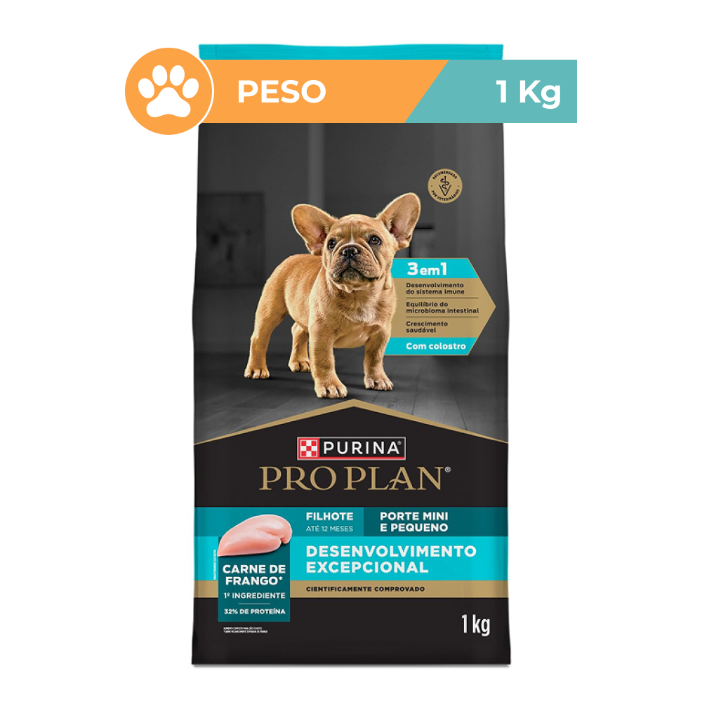 Ração Pro Plan Purina Frango Filhotes Mini e Pequenos 1kg