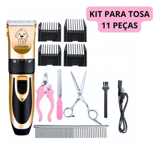 Kit Máquina Para Tosar Pet + Tesoura + Pente + Lixa Máquina Profissional Para Cachorro & Gato  CWTXD