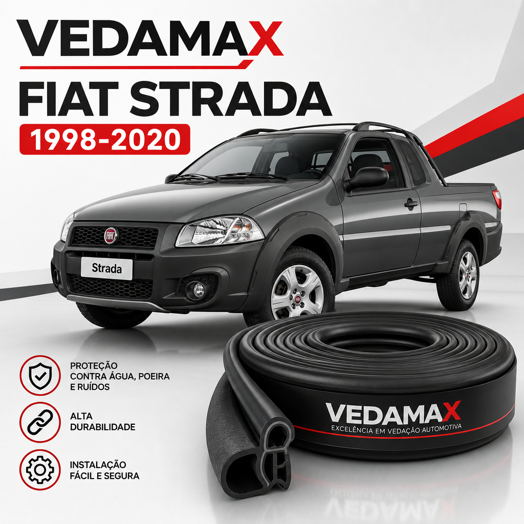 Par de Borrachas Para Vedação Portas Dianteiras Fiat Strada 1998 A 2020 kit com 2 Borrachas