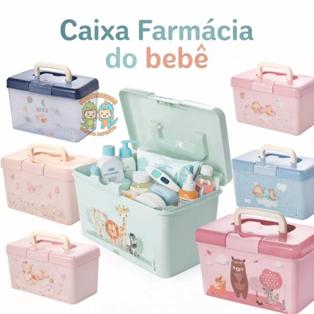 Caixa Organizadora Plasútil Farmácia 1,7 Litros Farmacinha do Bebê Maletinha para Remédios Infantil- maleta-enxoval