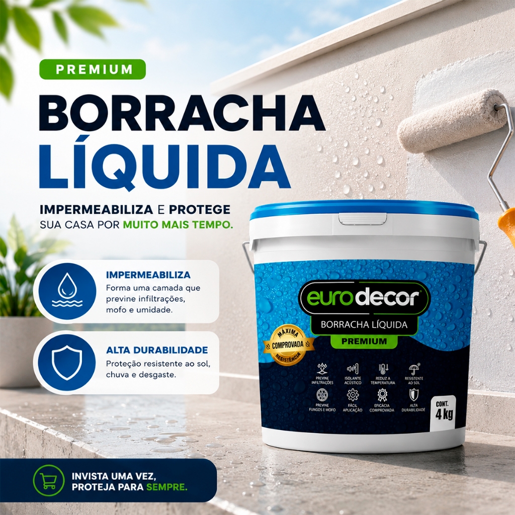 Manta Liquida Impermeabilizante Borracha Liquida Elástico Laje EurodecorTinta Impermeabilizante