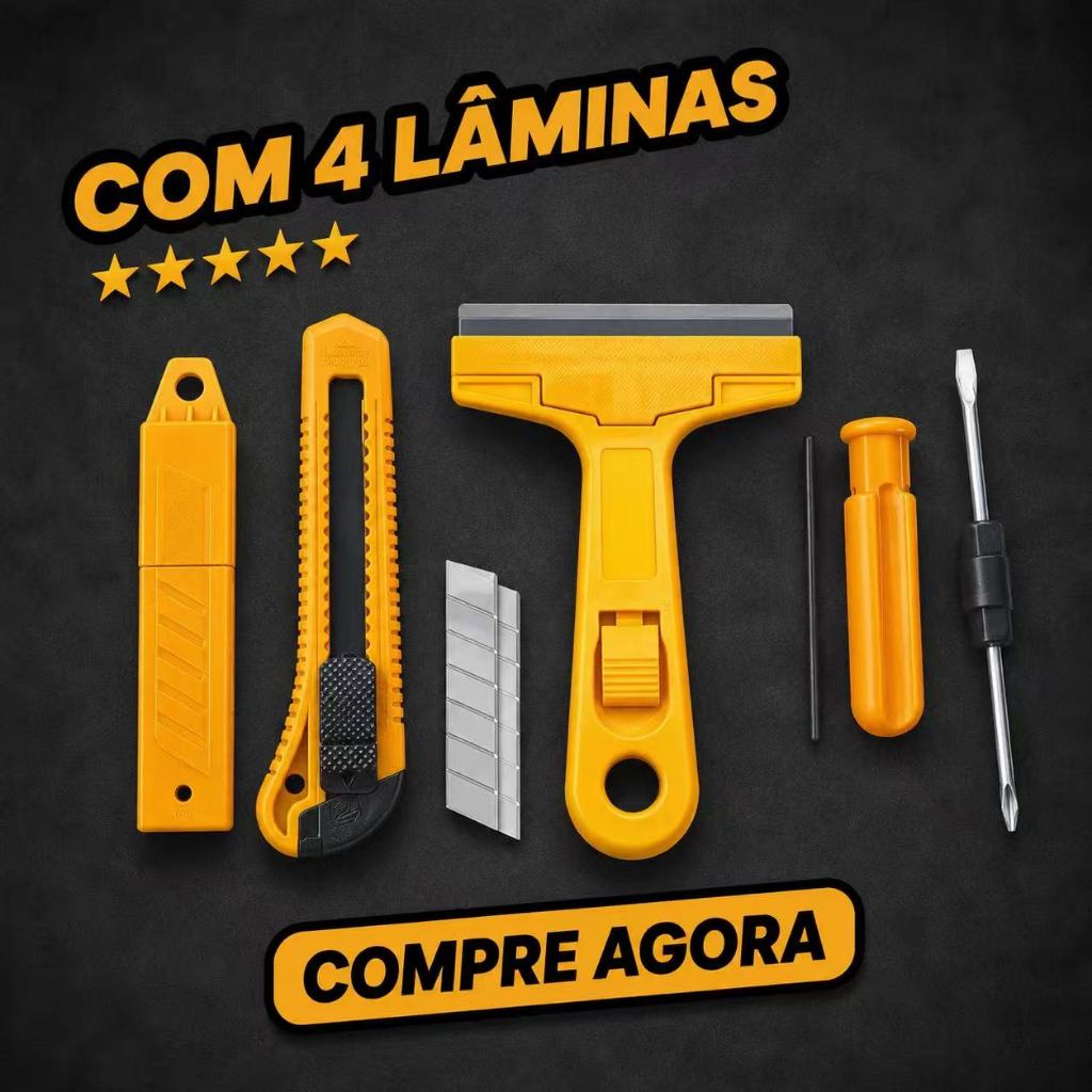 Kit4 Estilete Profissional 4 Peças com Raspador Lâminas Afiadas para Corte de Precisão-OI5389