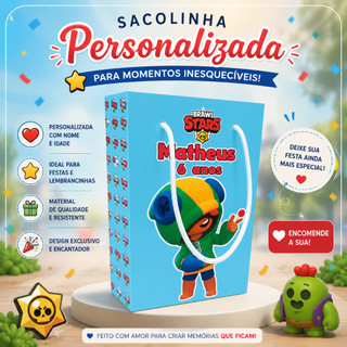 Sacolinhas P personalizadas Brawl star / Bolsinha P personalizada em diversos temas