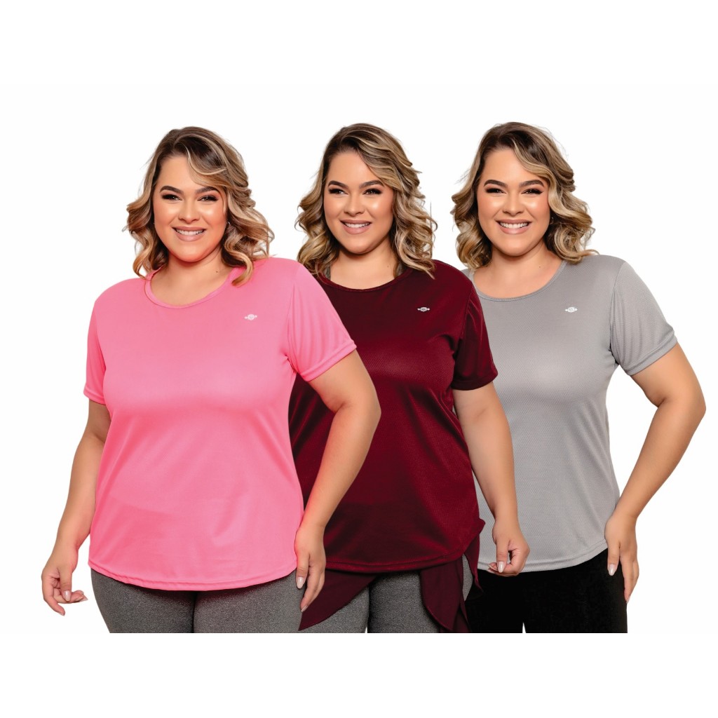 Kit 3 Camisetas Dry Fit Plus Size Secagem Rápida
