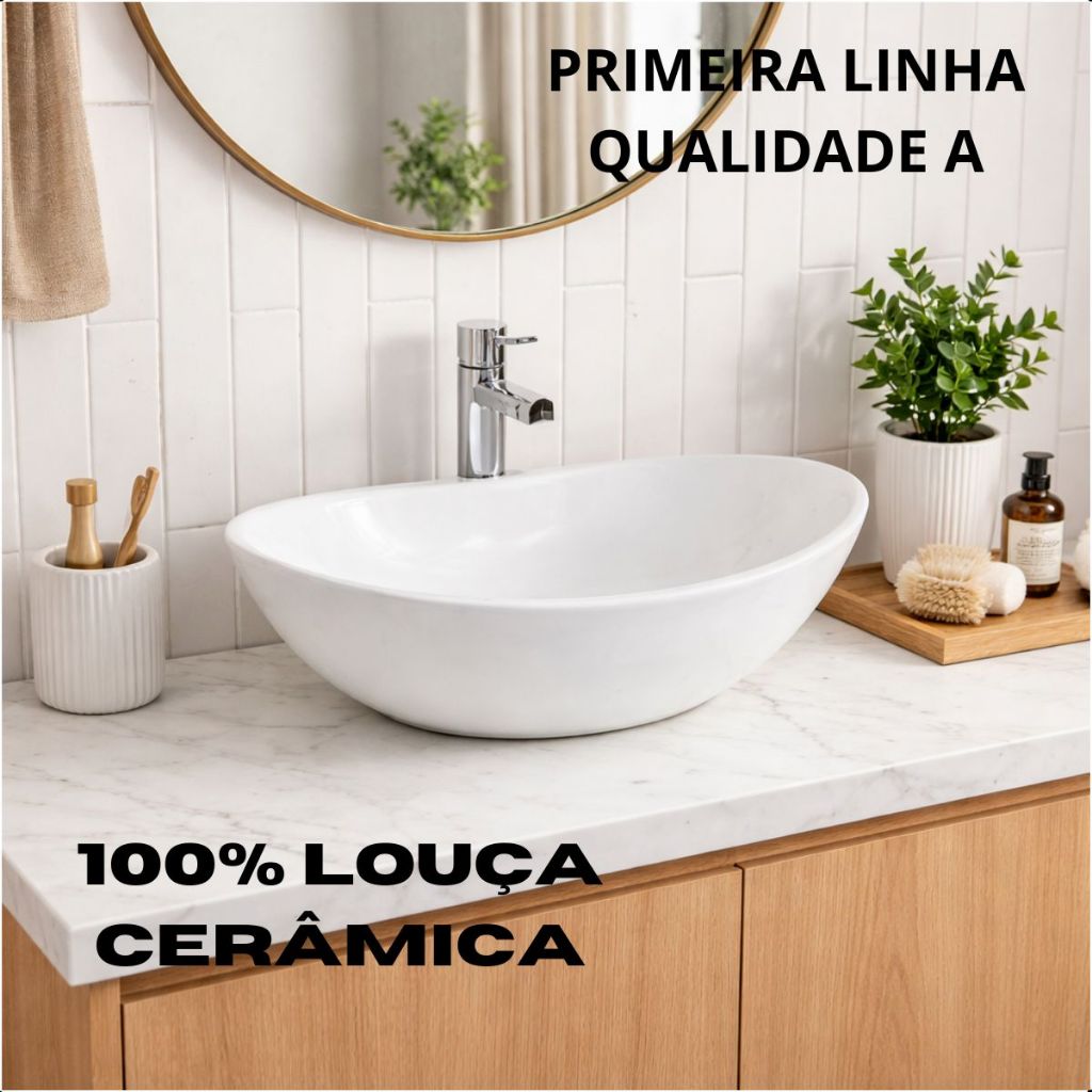 Cuba Sobrepor Branca Brilhante CANOA-IT p/ Banheiro Lavabo 41x31x14cm *Primeira Linha - Grade A*