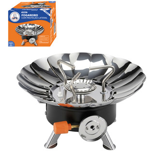 Mini Fogareiro Portátil Camping A Gás Com Proteção Lateral GP6 GP8022 Contra Vento Lançamento