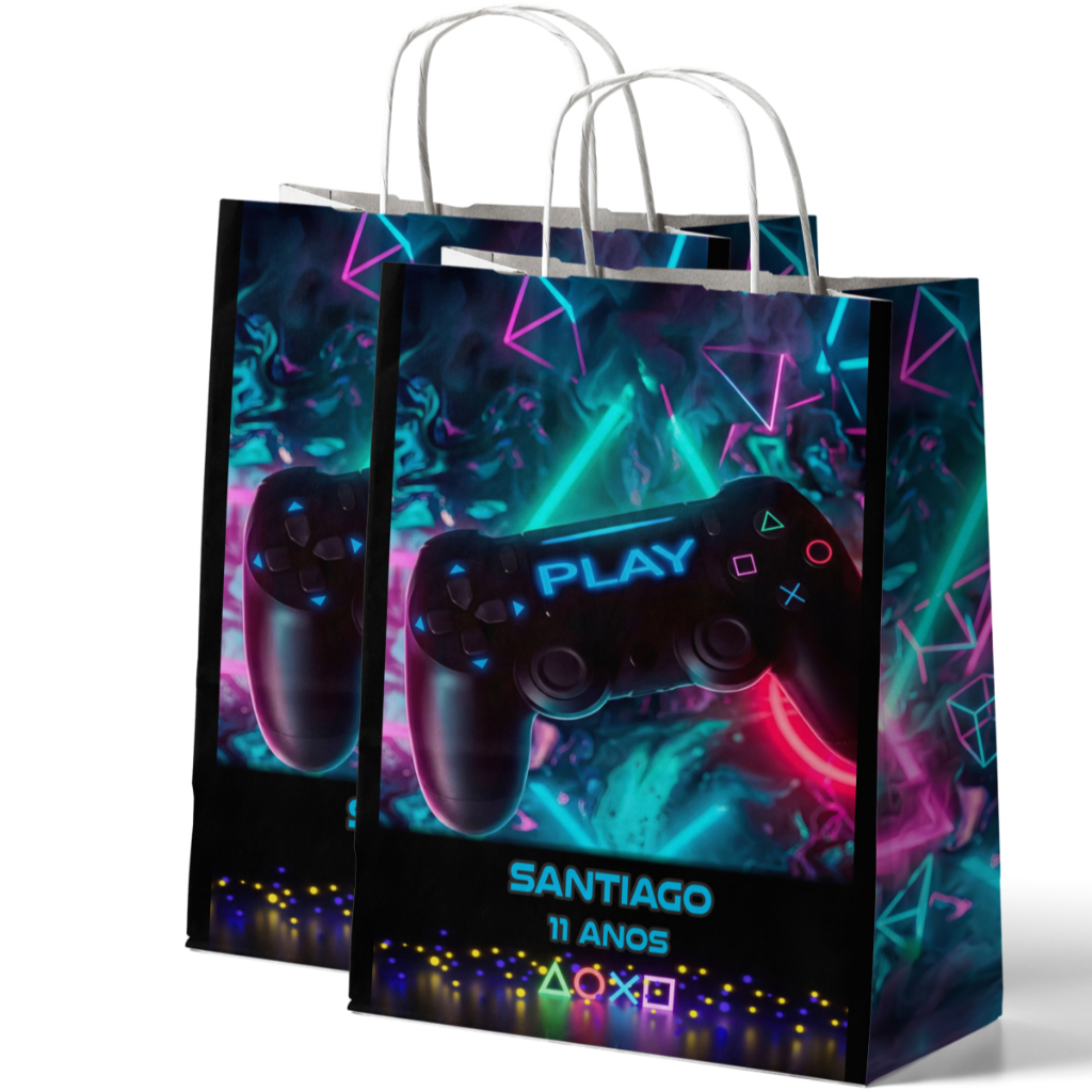 7/10/15/20/25 Sacolinha de papel Lembrancinhas Personalizada Festa Aniversário tem videogame Playstation Jogo