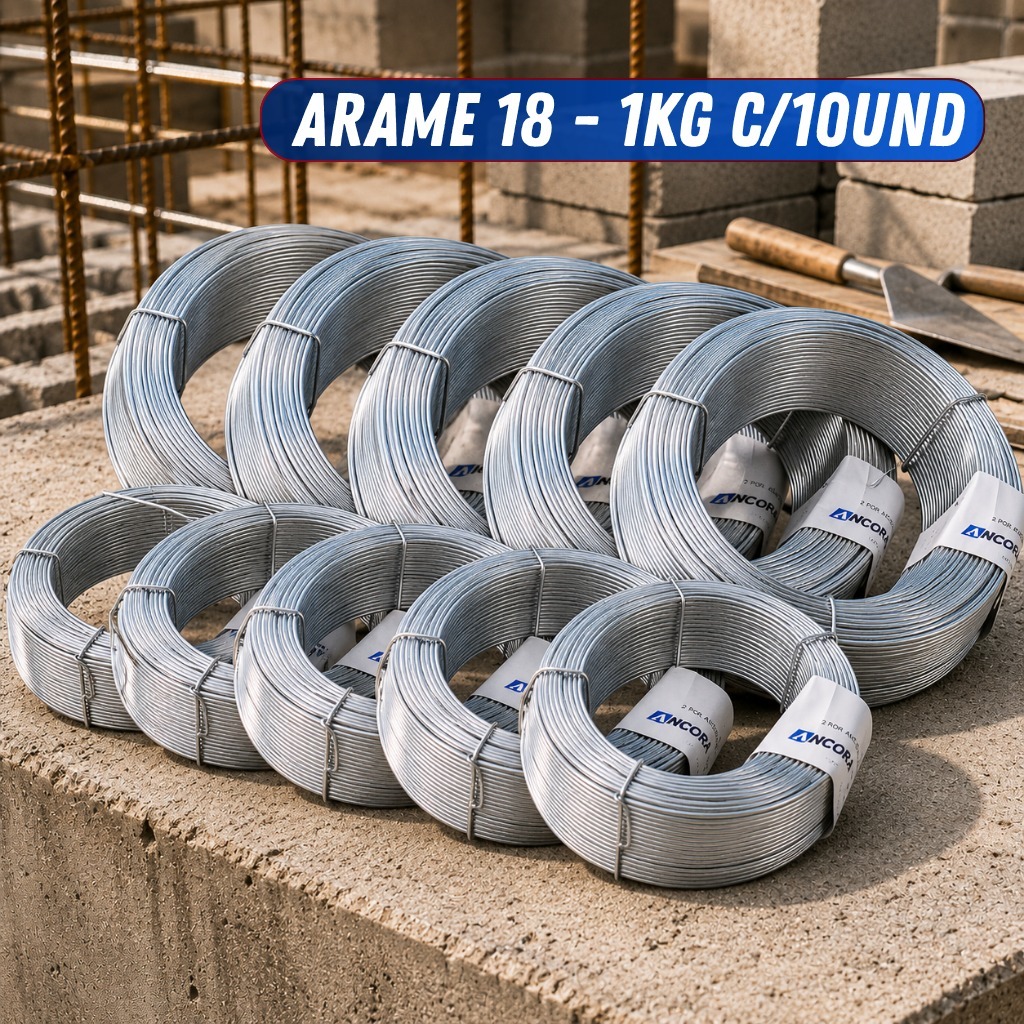 Kit Atacado Arame Galvanizado 18 (1,24mm) 10kg aprox. 1000m Drywall e Construção