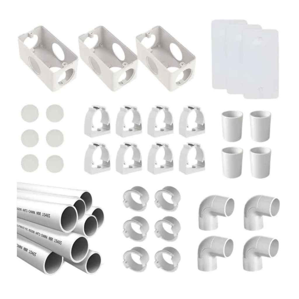 Kit Instalação Elétrica Aparente - sobrepor - industrial  3/4" Maxxbox - 36 Peças com Placas Cegas