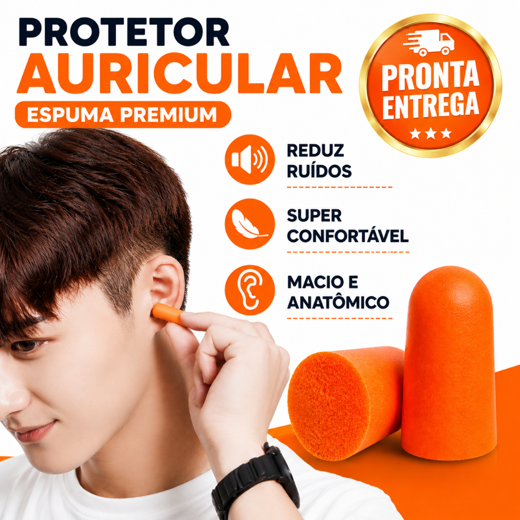 Kit C/10 a 100 Protetor Auricular Auditivo Tampão de Ouvido Espuma Anti Ruidos P/Dormir Trabalhar Estudar