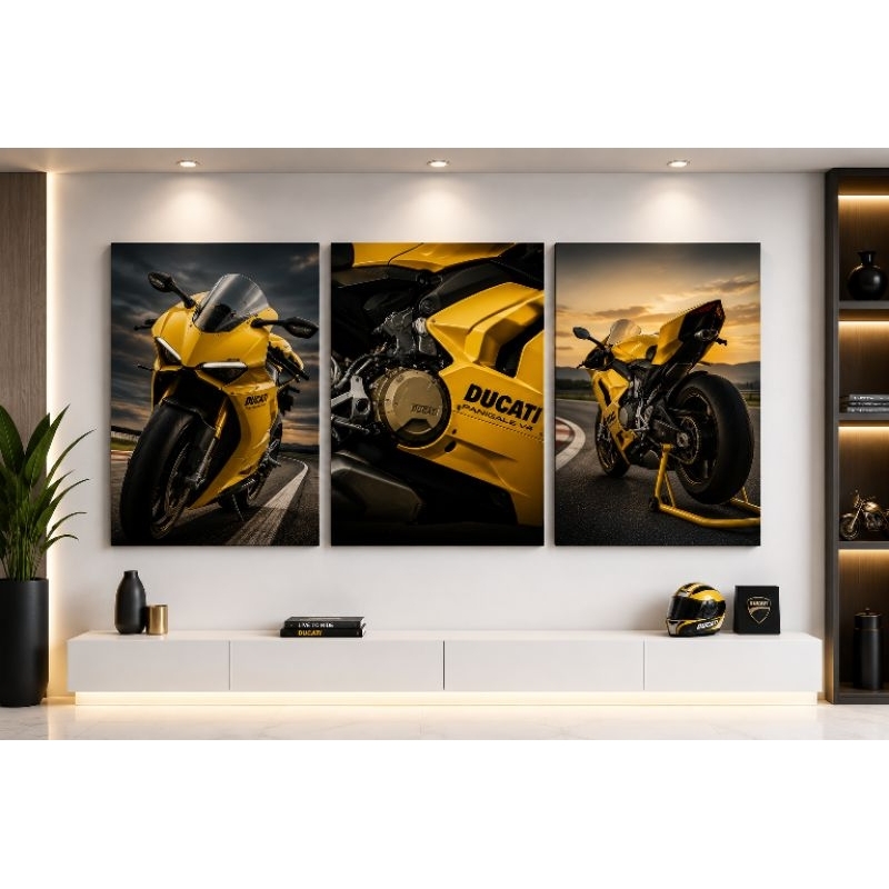 KIT TRÊS QUADROS DECORATIVO TEMA MOTO DUCATI.
