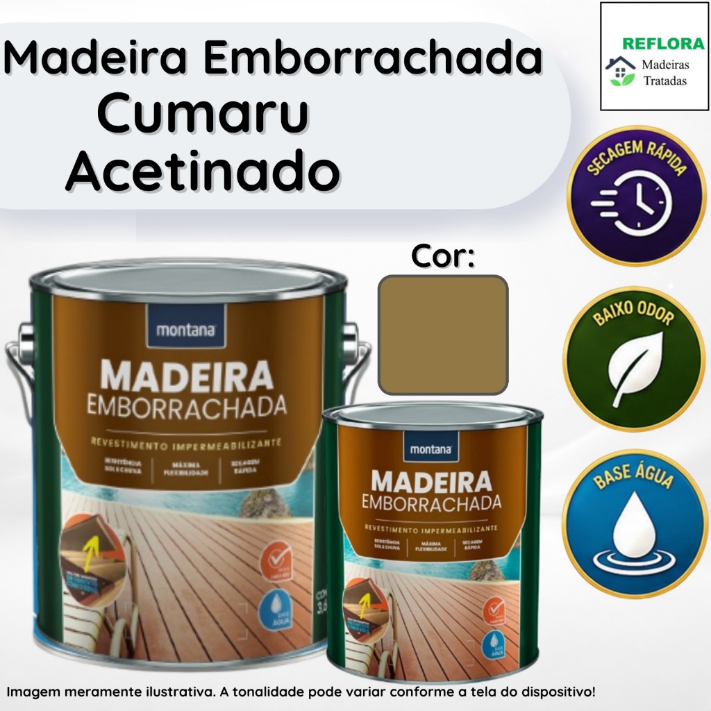 Revestimento Impermeabilizante Madeira Emborrachada Cumaru 900ml e 3,6L Montana