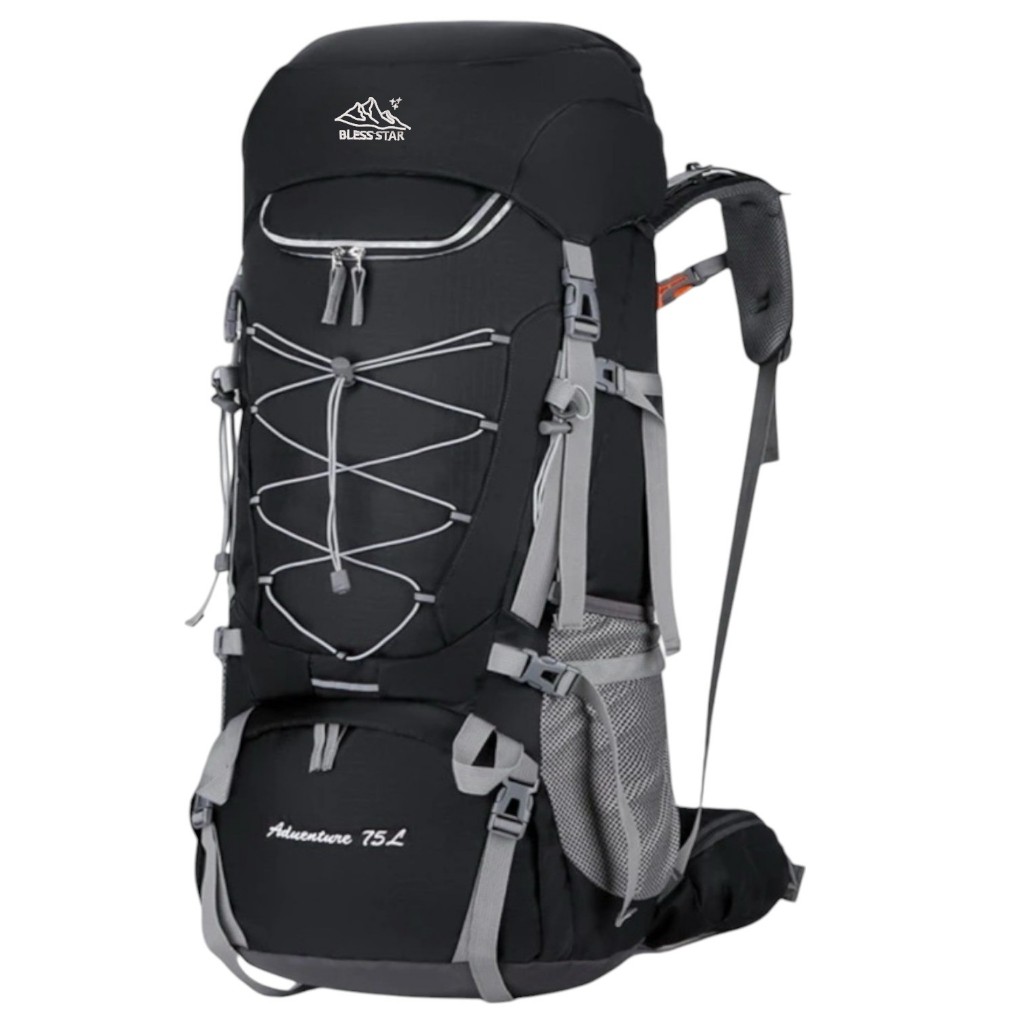 Mochila Camping Trilha Cargueira Viagem Caminhada Grande 75L Com Capa de Chuva e Haste de Aluminio