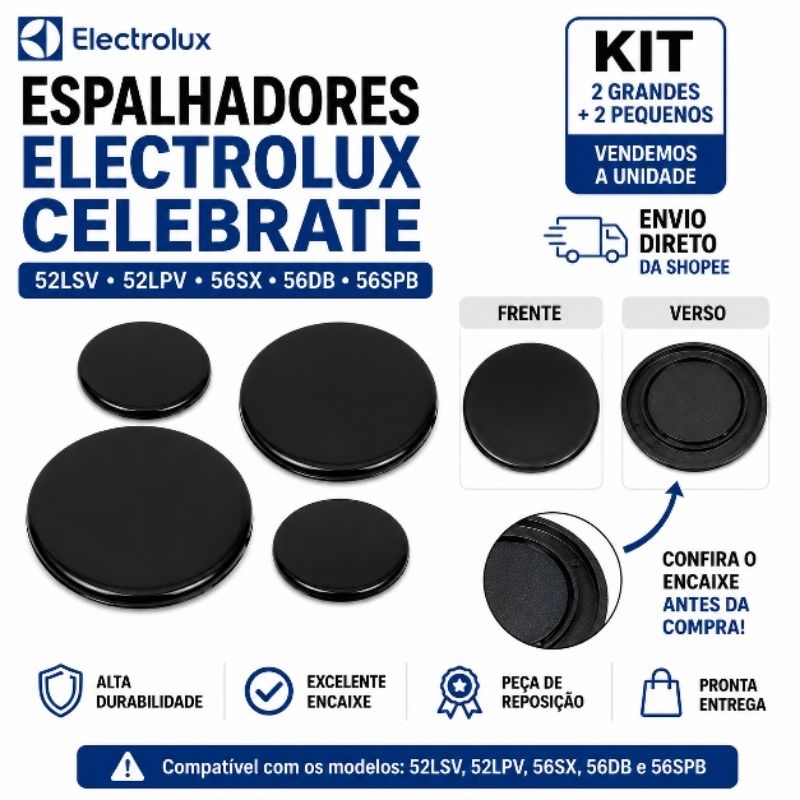 Espalhador Electrolux Celebrate Celebration Fogão Cooktop 56 SX 56DB 52LSV 76SRB 76GSR STB Peças de Reposição Oferta