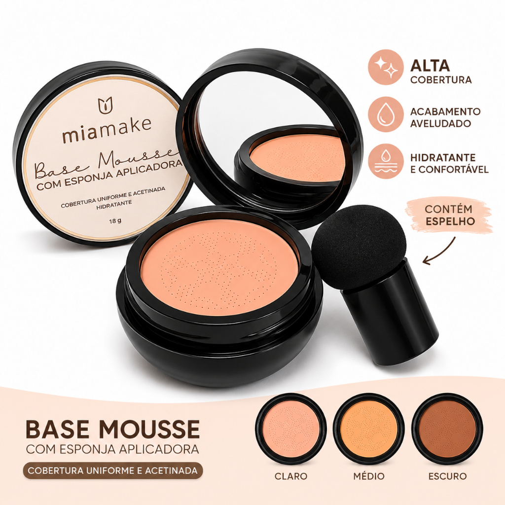 BB Cream/Base/Corretivo com Esponja com Formato de Cogumelo Base Clareador Maquiagem Creme Clareador CorMarfim e Natural