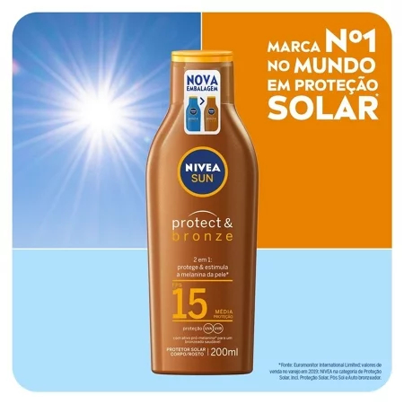 Protetor e Bronzeador Nivea Sun Protect & Bronze FPS15 200ml - Validade 10/2026